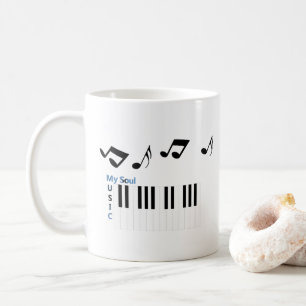 Taza De Café Música Tecla de Piano Nota Musical