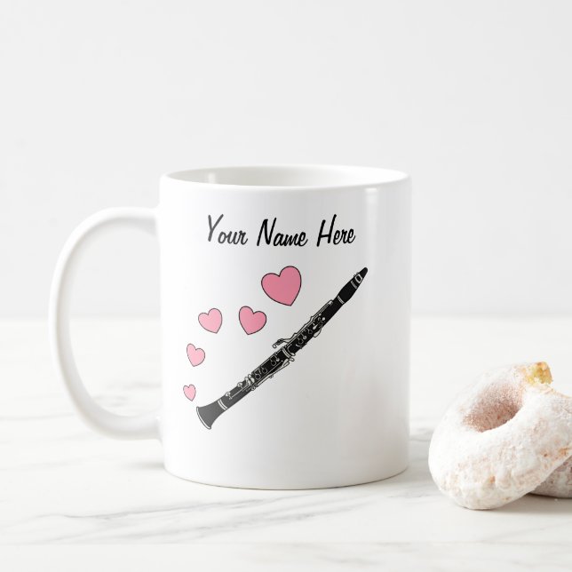 Taza De Café Músico Clarinet Custom Wedding Mug Clarinetist (Con donut)