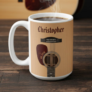 Taza De Café Músico de Guitarra Acústica Guitarrista Nombre Mar