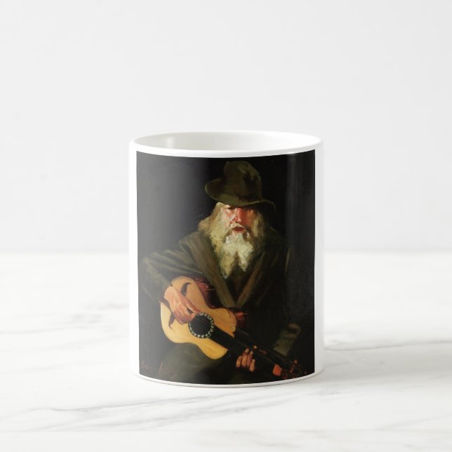 Taza De Café Músico de hobo (hombre viejo guitarista) (cosecha) (Centro)