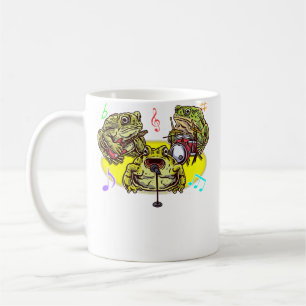 Taza De Café Músico de la banda de ranas divertidas tocando gui