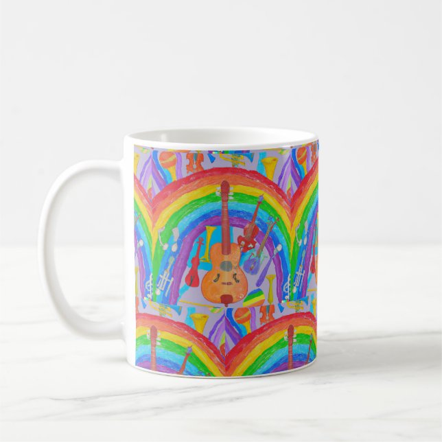 Taza De Café Músico de música de banda arcoiris (Izquierda)