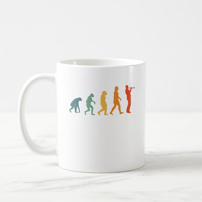 Taza De Café Músico del retro de la evolución de trompetas (Izquierda)