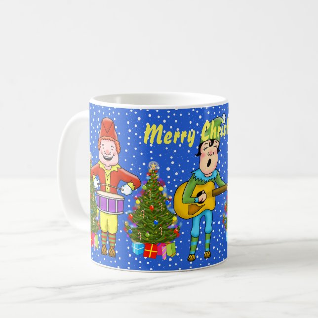 Taza De Café Músico Elves Navidades Mug (Anverso izquierdo)