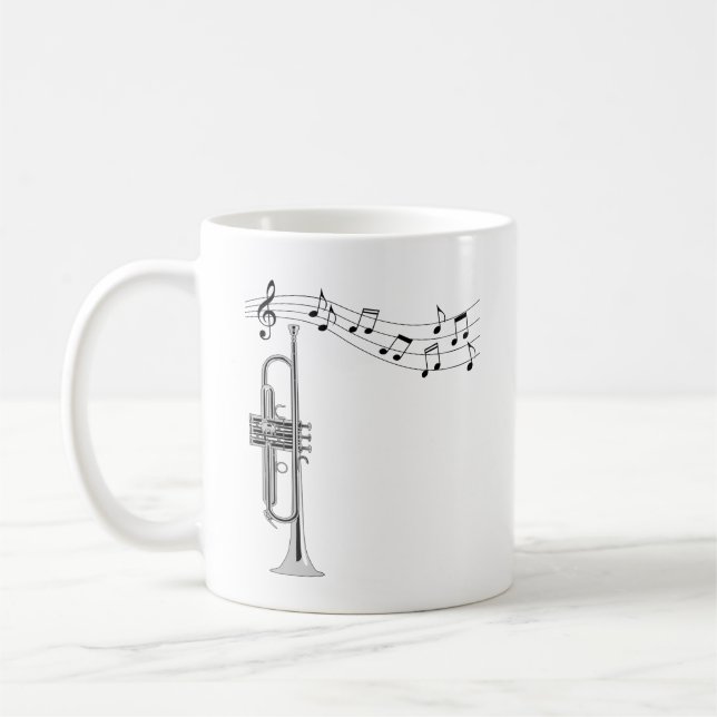 Taza De Café Músico Trumpet con notas musicales (Izquierda)
