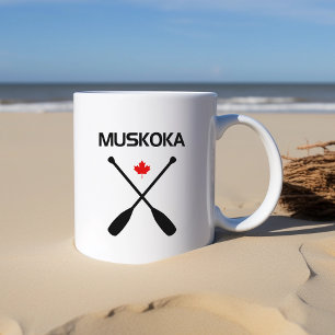 Taza De Café Muskoka Canadá cruza la hoja de arce de almendras