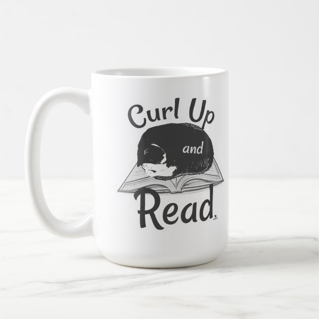 Taza De Café Must Curl Up Read Cat Lover Reading Design (Izquierda)