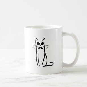 Taza De Café Mustache Cat Dad Resumen Cat Papa Funny Minimalis