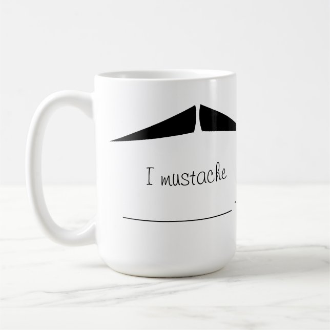 Taza De Café Mustache de lápiz negro personalizado Stache Mug (Izquierda)