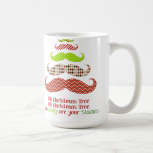 Taza De Café Mustache gracioso árbol de Navidad barba de vacaci