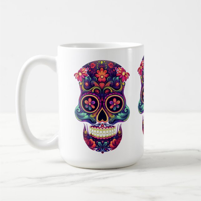 Taza De Café Mustache Sugar Skulls (Izquierda)