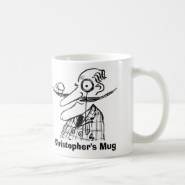 Taza De Café Mustache y Bell de la barra de mano. Añadir nombre