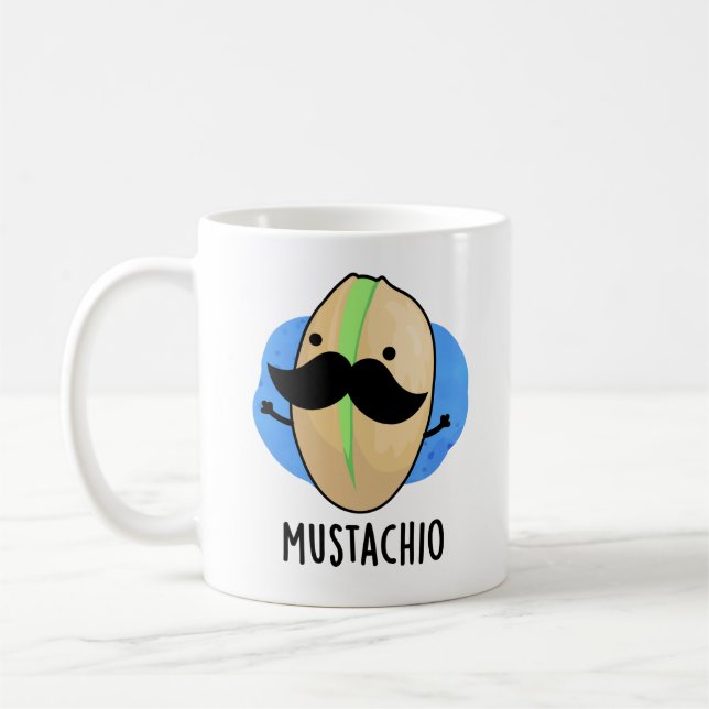Taza De Café Mustachio Funny Pistachio Mustache Pun (Izquierda)