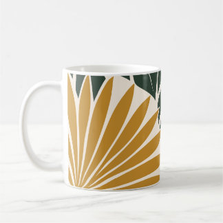 Taza De Café Mustard Green Tropical Leaf Silhouette