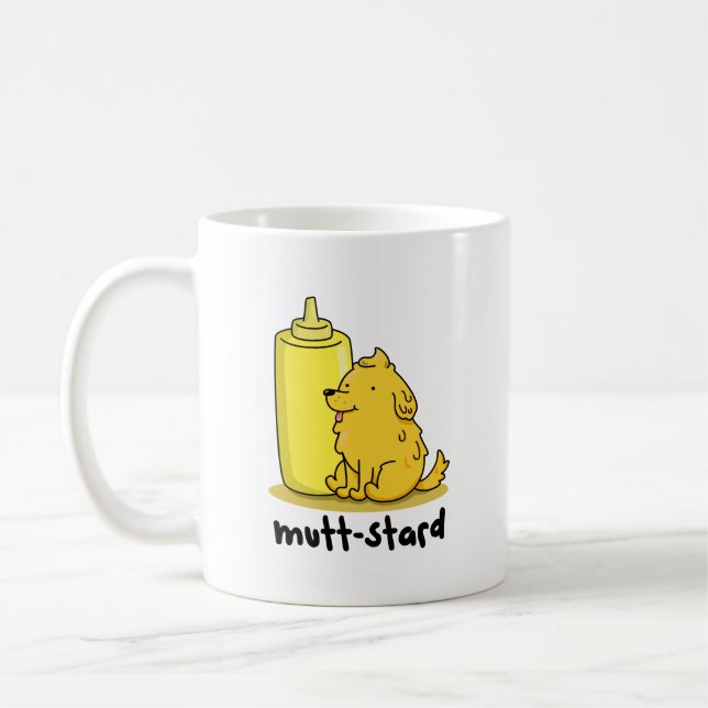 Taza De Café Mutt-stard Funny Doggy Mustard Pun (Izquierda)