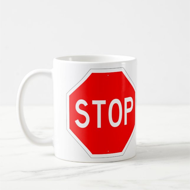 Taza De Café Muy divertido STOP Rótulo Café Cup (Izquierda)