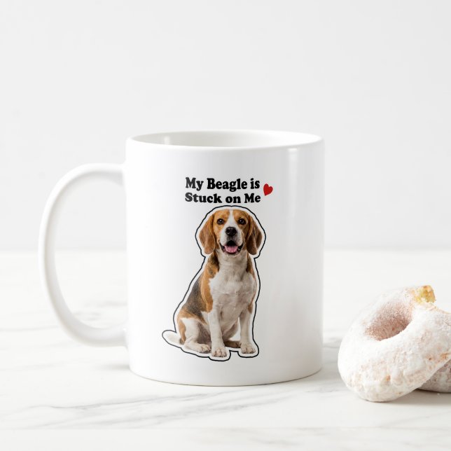 Taza De Café My Beagle Is Stuck On Me Cute Dog Lover (Con donut)