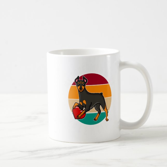 Taza De Café My Doberman Is My Valentine Heart Retro Sunset Dog (Derecha)