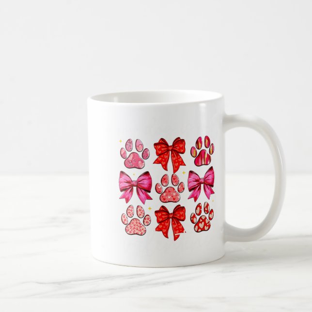 Taza De Café My Dog Is My Valentine Coquette Bow Dog Paw Valent (Derecha)