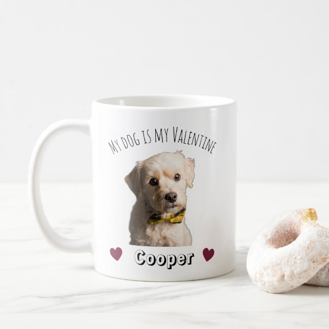 Taza De Café My Dog Is My Valentine – Personalized Pet  (Con donut)