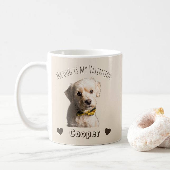 Taza De Café My Dog Is My Valentine – Personalized Pet  (Con donut)