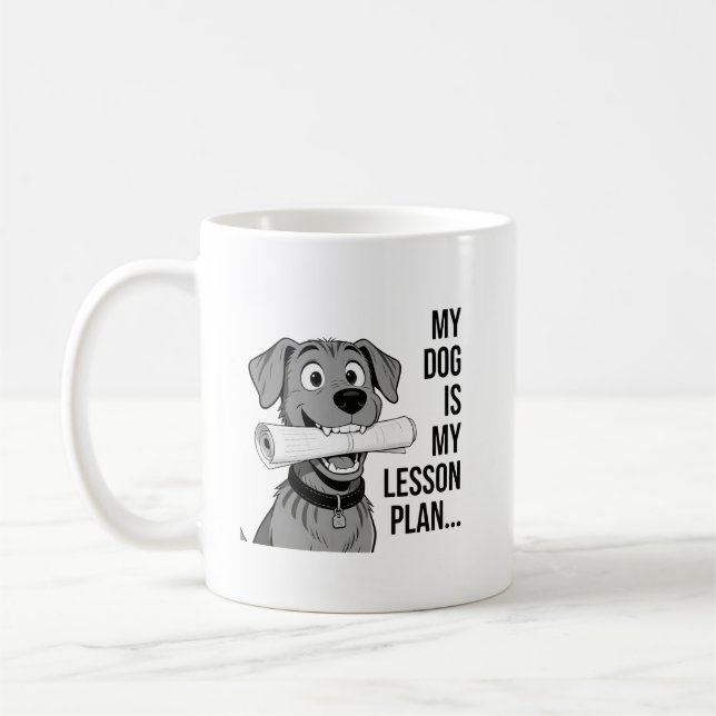 Taza De Café My Dog Lesson Plan T-Shirt Design (Izquierda)