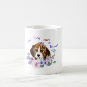 Taza De Café My Dog piensa que soy Perfect Dog Ilustracion Mug