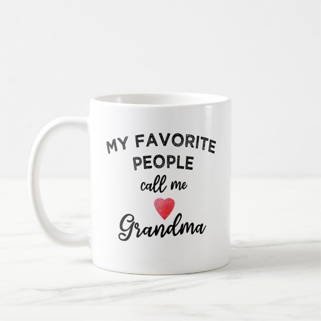 Taza De Café My Favorite People Call Me Grandma heart grandkids (Izquierda)