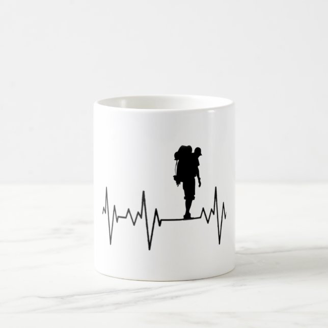 Taza De Café My Heart Beats por senderismo, senderismo y viajes (Centro)