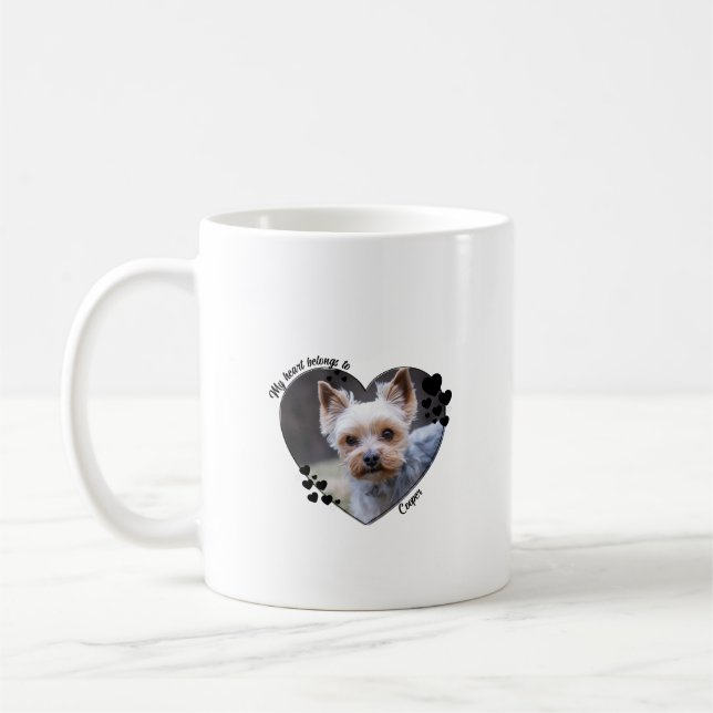 Taza De Café My heart belongs to customized dog T-Shirt (Izquierda)