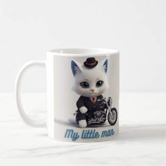 Taza De Café My Little Man Mug - Cute Kawaii Cat on Motorcycle 