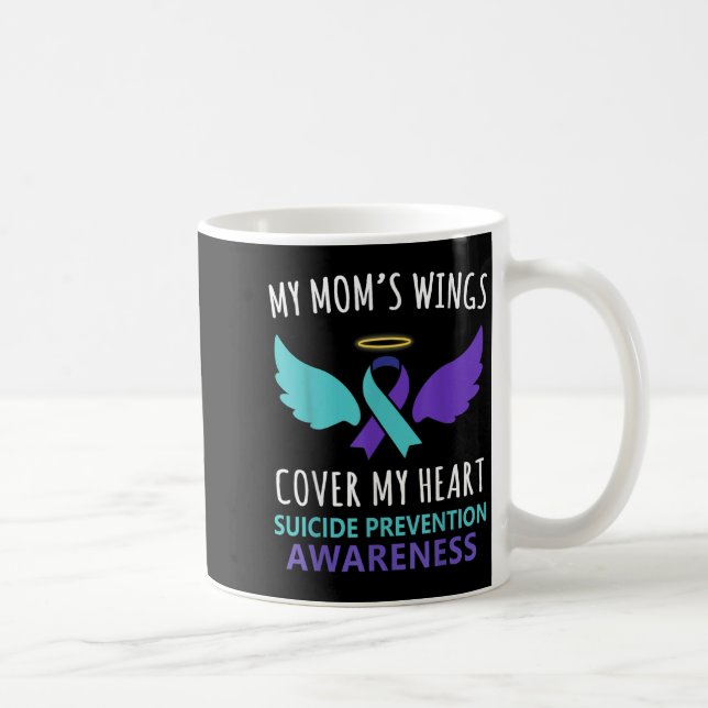 Taza De Café My Mom's Wings Cover Heart Suicide Awareness Ribbo (Derecha)