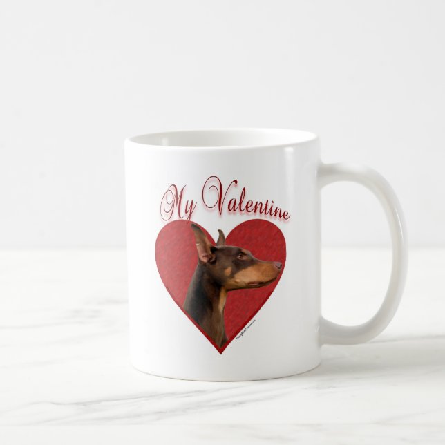 Taza De Café My Red Doberman Valentine (Derecha)
