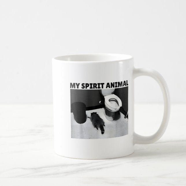 Taza De Café My Srit Animal Funny Drunk Raccoon Meme  (Derecha)