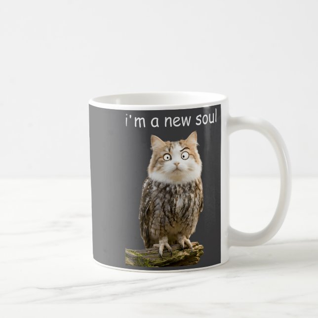 Taza De Café My Srit Animal Funny Meowl, Cursed Cat Owl Brainro (Derecha)