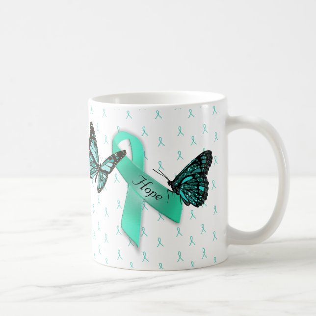 Taza De Café Myasthenia Gravis Hope Cinta Verde azulada Café Mu (Derecha)