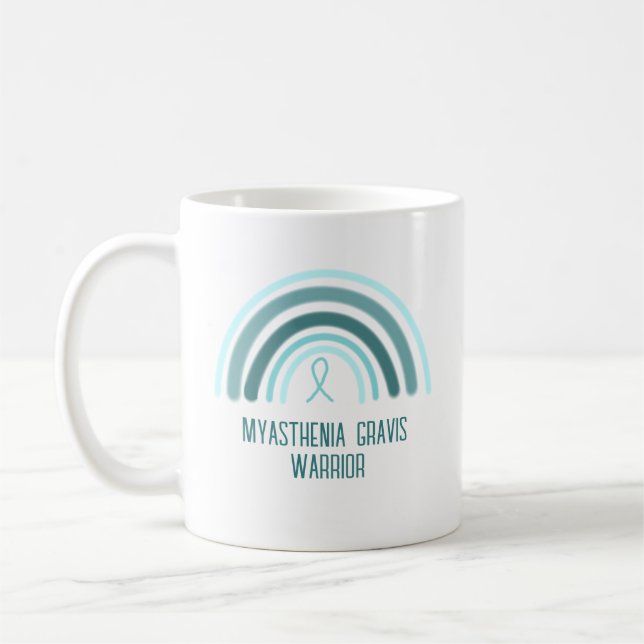 Taza De Café Myasthenia Gravis Warrivis Arcoiris y Cinta (Izquierda)