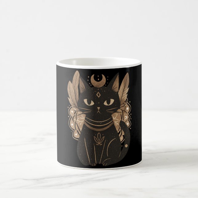 Taza De Café Mystic Black Cat Halloween Boho (Centro)