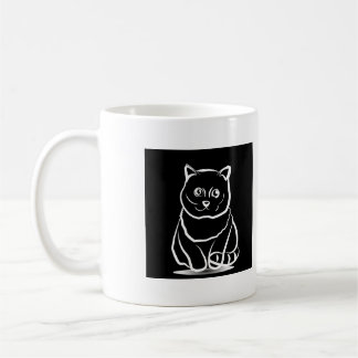 Taza De Café Mystic Cat Head – Minimalist Feline Line Art T-Shi
