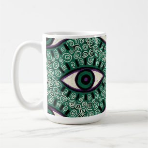 Taza De Café "Mystic Emerald Eyes" - Psychedelic Swirl Seamless