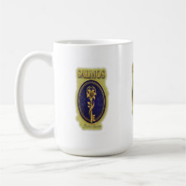 Taza De Café Mystic Golden Key & Bloom: Diseño de logotipo eleg
