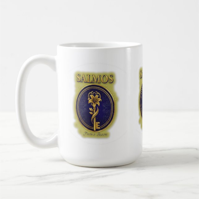 Taza De Café Mystic Golden Key & Bloom: Elegant Logo Design (Izquierda)