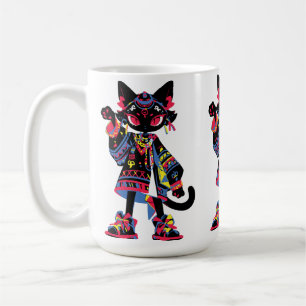 Taza De Café Mystic Kawaii Cat – Camiseta Tribal Espiritual Col