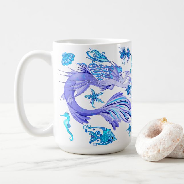 Taza De Café Mystic Mermaid Fairy Purple Creple Ceramic Tile (Con donut)