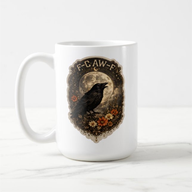 Taza De Café Mystic Raven Under Moon Dark Celestial Aesthetic (Izquierda)