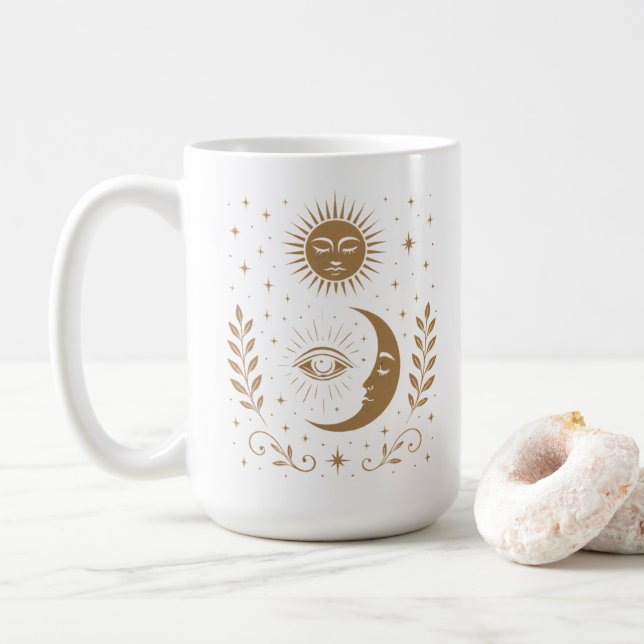 Taza De Café Mystical Midnight Moon & Stars Third Eye Unisex (Con donut)