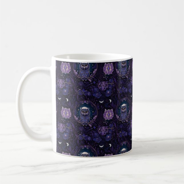 Taza De Café Mystical Owl Forest Coffee Mug (Izquierda)