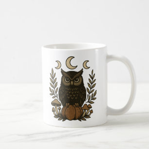 Taza De Café Mystical Owl Moon Phases Mug - Witchy Woodland