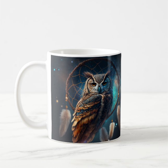 Taza De Café Mystical Space Owl with Dreamcatcher Art       (Izquierda)