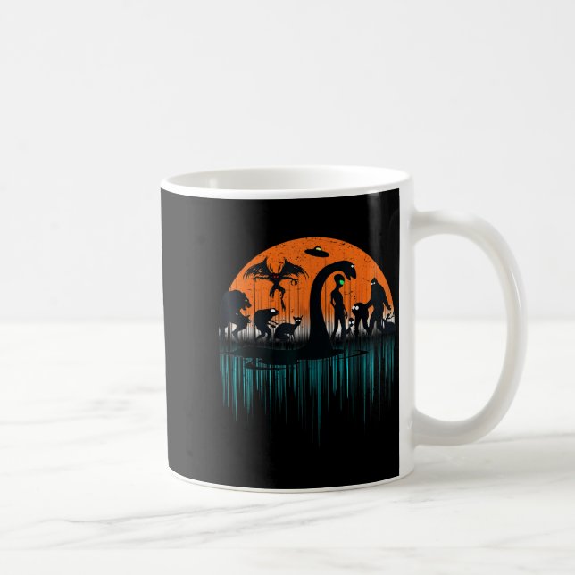 Taza De Café Mythical Loch Ness Bigfoot Mothman Aliens Funny Cr (Derecha)